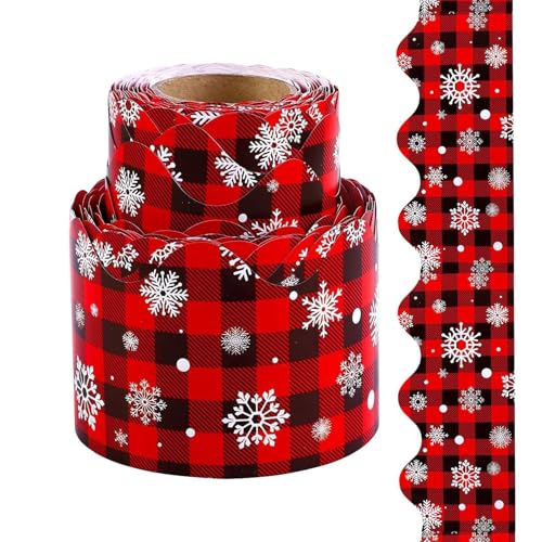 Christmas Board Paper Border | Glitter Bulletin Board | 1 Roll Christmas Paper Trim | Rolled Bulletin Board | 1 Roll Christmas Paper Trim | Decoration Red And Black Plaid Pattern For Blackboards von Jeruytgh