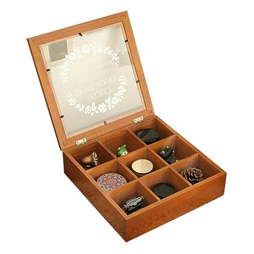 Holz-Organizer, Schmuckkästchen für Herren und Damen, Schmuckschatulle mit Deckel, 9 Fächer, Ring- und Halskettenbox, praktische Aufbewahrung und Präsentation, perfekt für Geschenke und besondere von Jeruytgh