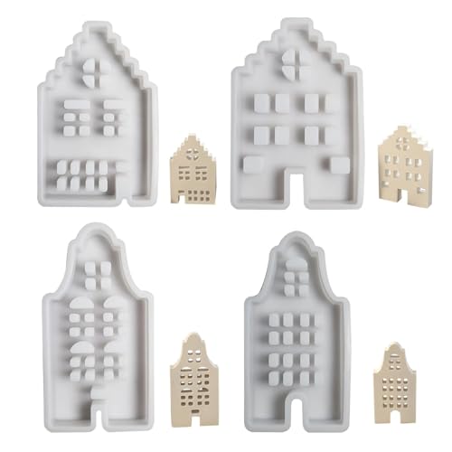 Home House Mold | Fairy Houses Silicone Molds | House Fondant Mold | Resin Mold 4 Pieces | House Resin Mold | Easy Release For Halloween Birthday Thanksgiving Christmas von Jeruytgh