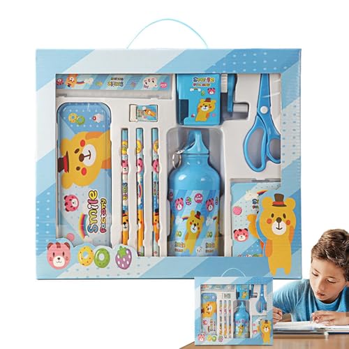 Jeruytgh Federmäppchen-Set, Schulbedarf für Mädchen | Multifunktions-Briefpapier-Set - Back to School Supplies Kit, Lernbriefpapierbox mit Wasserflasche für Kinder, Schüler von Jeruytgh