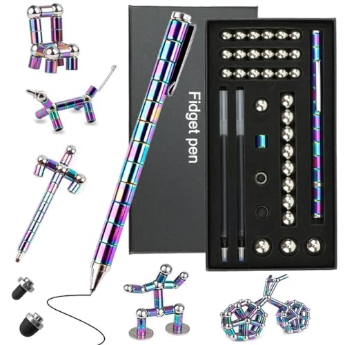 Magnetischer Kugelschreiber, Lustig Multifunktions Magnetstift, Fidget Toys Fidget Pen Magnet Stift Coole Stifte Coole Gadgets, Stressabbau Druckkugelschreiber Geschenk für Junge Männer Frauen Kinder von Jerxiero