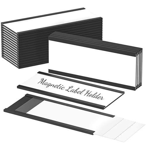 C-Kanal Magnetetiketten, 40 x 100mm Magnetische Etikettenhalter, Etiketten Magnetschilder mit Kunststoffschutzfolie für Metallregal, Schließfach und Whiteboard, 20 Stück von Jesustree