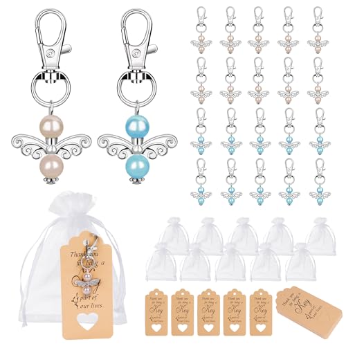 Jesustree Schutzengel Anhänger Set, Schutzengel Schlüsselanhänger Anhänger mit Organzabeutels + Geschenkanhänger für Weihnachten Gastgeschenke Taufe Hochzeit (20 Stück) von Jesustree