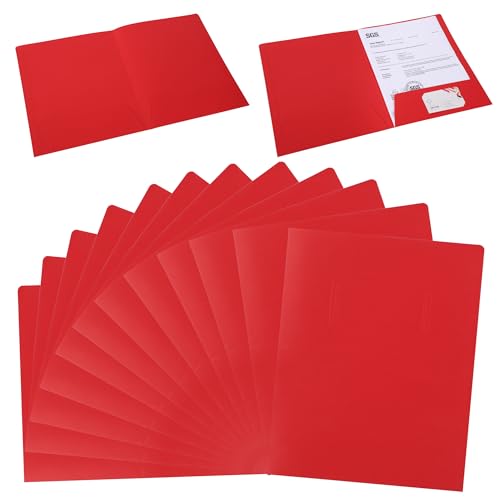 Präsentationsmappe A4 à Double Tasche Ordner, 12 Stück Kraftpapier Dokumentenmappe Papier Präsentationsmappe für Dateien, Besprechungen, Berichte, Bürobedarf (Rot) von Jesustree