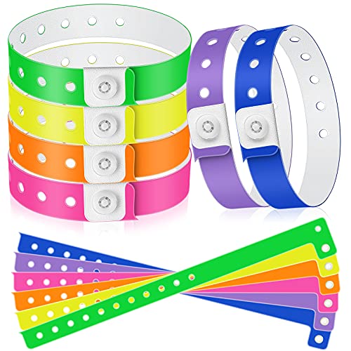 48 Stück Vinyl-Armband Kunststoff Event Armband farbige Armbänder für Veranstaltungen Konzerte Karneval Nachtclubs mehrfarbig (lebendiger Stil) von Jetec