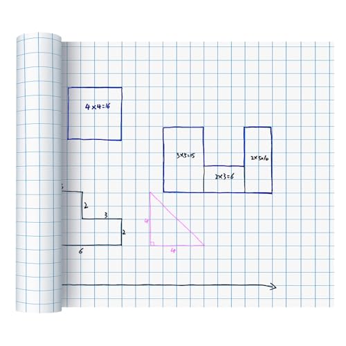 Jetec 1 Rolle 2,5 cm Graphenpapierrolle, großes Raster, linierte Papierrolle, 50 cm x 60 m, Zeichenpapier für Schulanfang, Klassenzimmer, Lehrbedarf, Kinder, Studenten, Geschenke von Jetec