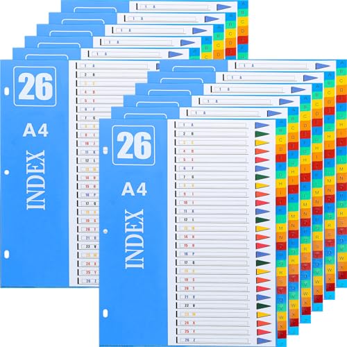 Jetec 12 Sets A-Z Registerkarten für 3 Ringbücher, Kunststoff, mehrfarbig, robuste Alphabet-Trennblätter für 3 Ringbücher, alphabetische Akten-Trennblätter zum Lesen von Notizbüchern und von Jetec