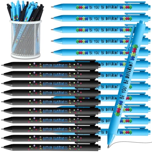 Jetec 500 Stück Autismus-Bewusstseinsstifte, inspirierende, einziehbare Kugelschreiber, psychische Gesundheit, Autismus, Akzeptanz, Geschenke, Puzzle, Asperger's Bewusstseinsgeschenk für von Jetec