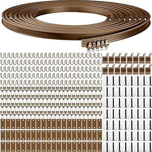 Jetec Flexible Vorhangschienen Deckenschienen Gebogene Schiene Wandmontiert für Wohnzimmer Schlafzimmer Wohnmobil Trennstange (20 Meter, Braun) von Jetec