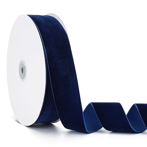 Jeuhoue Samtband, Marineblau, 5,1 cm x 20 m, perfekt für Weihnachtsgeschenkverpackungen, Blumensträuße, Heimdekoration, Party-DIY-Dekorationen (5,1 cm x 20 m, Marineblau) von Jeuhoue