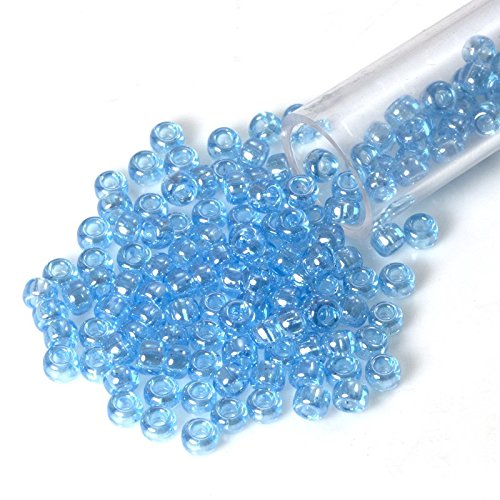 Miyuki Rocaille-Rocaille-Perlen, rund, 8/0, transparent, glänzend, Blau, 36 g von JewelrySupply