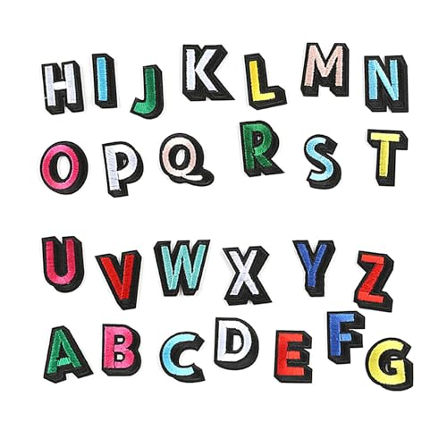 Jextou Alphabet-Patches, Alphabet-Patches zum Aufbügeln | 26 Stück Buchstaben-Aufnäher-Aufkleber - Gestickte Aufnäher zum Aufnähen, Buchstaben-Alphabet- -Aufnäher zum Aufbügeln, stilvolle, kreative von Jextou