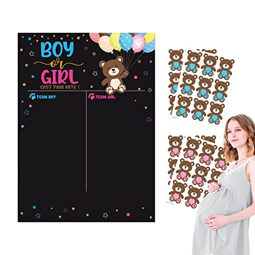 Jextou Gender Reveal Games for Party, Girl or Boy Gender Reveal Voting Game Poster, Interactive Board Games with Voting Stickers for Party Decorations Baby Shower Supplies von Jextou