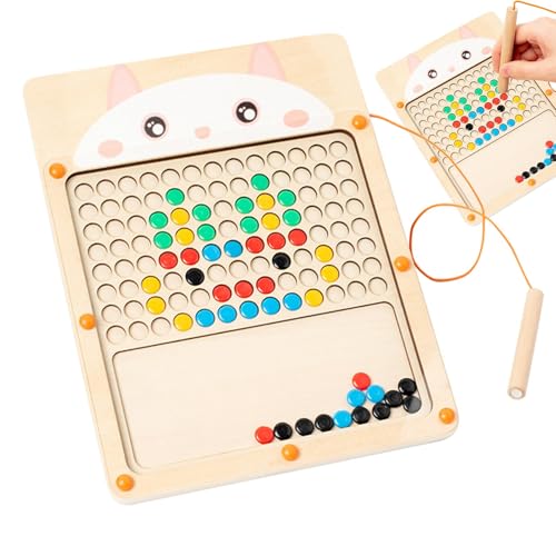 Jextou Magnetische Punktkunst, pädagogisches Spielzeug für Kleinkinder, magnetisches Puzzle-Zeichenbrett,Holz-Zeichenbrett, Farbsortier-Puzzlebrett für Mädchen - Magnetische Puzzles, Zeichenbretter von Jextou