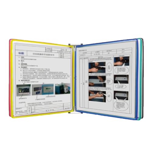 An der Wand montierte Ordneraufbewahrung, Desktop-Flip-Display-Ordner, 10 Taschen, Datei-Organizer for den Schreibtisch, Katalog-Displayständer aus Metall und PVC, zur Aufbewahrung von A4-Dokumenten i von JgYiAngBq