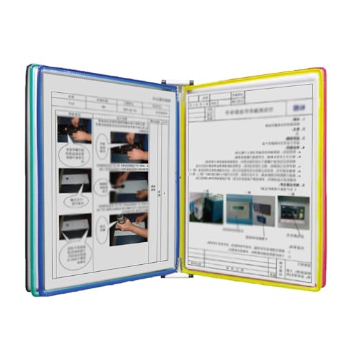 An der Wand montierte Ordneraufbewahrung, Desktop-Flip-Display-Ordner, 10 Taschen, Schreibtisch-Referenz-Organizer, Katalog-Displayständer aus Metall und PVC, zur Aufbewahrung von A4-Dokumenten im Bür von JgYiAngBq