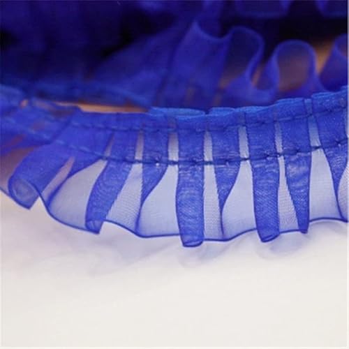 Spitzenbesatz, 37,2 m, 2,5 cm breit, Netz-Rüschen-Spitzenbesatz, Organza-Plissee-Rand, Band, Rock, Hemdsaum(Sapphire Blue) von JgYiAngBq