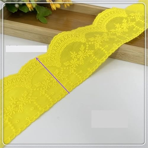 Spitzenbesatz, 8 cm, bunt, mit Blumen bestickt, Spitzenbesatz aus Baumwolle, handgefertigt, for Puppenröcke, dekorative Kleidungsaccessoires(Yellow) von JgYiAngBq