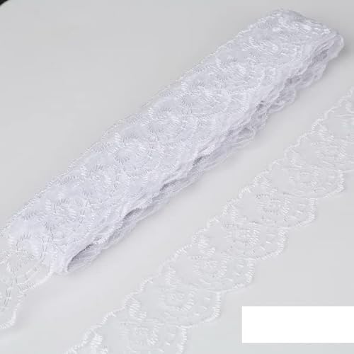 Spitzenbesatz, 9,1 m Spitzenband, 40 mm, for Selbermachen, bestickte Spitzenbesätze for Nähen, Dekoration, for Selbermachen, Hochzeitsrock, Kleidungszubehör(White) von JgYiAngBq