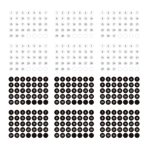 Jgzzmxuq Runde Zahl-Datumsaufkleber-Packung 12 Stück Tagebuch-Notizbuch-Etiketten D von Jgzzmxuq