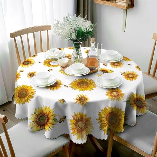 JhcsDy Rund Tischdecke Abwaschbar Tischdecke Gartentisch Wetterfest Tischtuch für Draußen Outdoor-Tischdecken Gartentischdecken Table Cloth für Küche, Esstisch, Couchtisch, Abendessen 150CM von JhcsDy