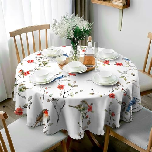 JhcsDy Rund Tischdecke Abwaschbar Tischdecke Gartentisch Wetterfest Tischtuch für Draußen Outdoor-Tischdecken Gartentischdecken Table Cloth für Küche, Esstisch, Couchtisch, Abendessen 150CM von JhcsDy