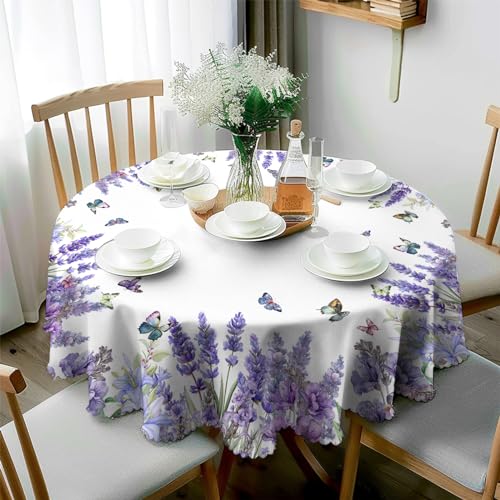 JhcsDy Rund Tischdecke Abwaschbar Tischdecke Gartentisch Wetterfest Tischtuch für Draußen Outdoor-Tischdecken Gartentischdecken Table Cloth für Küche, Esstisch, Couchtisch, Abendessen 150cm von JhcsDy