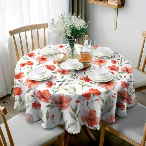 JhcsDy Rund Tischdecke Abwaschbar Tischdecke Gartentisch Wetterfest Tischtuch für Draußen Outdoor-Tischdecken Gartentischdecken Table Cloth für Küche, Esstisch, Couchtisch, Abendessen 150cm von JhcsDy