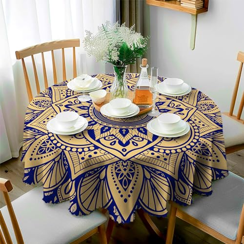 JhcsDy Rund Tischdecke Abwaschbar Tischdecke Gartentisch Wetterfest Tischtuch für Draußen Outdoor-Tischdecken Gartentischdecken Table Cloth für Küche, Esstisch, Couchtisch, Abendessen 150cm von JhcsDy