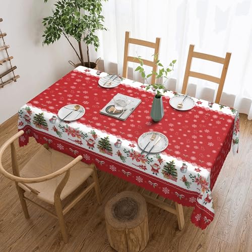 Retro Weihnachts Rechteckige Tischdecke 110×140 cm, Weihnachtsbaum Elch Tischdecke Fleckenresistent FüR Partyabende Dekorationen Weihnachts Schneemann Vintage Weihnachts Tischdecke von JhcsDy