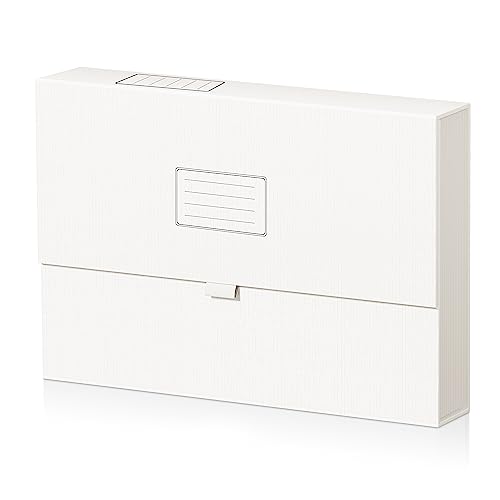JiaWei Dokumentenmappe A4 mit Magnetisch Deckel, 13 Fächern, Fächermappe mit Etiketten, Aus 2250 g/m² Extra Starkem Karton - Weiß von JiaWei