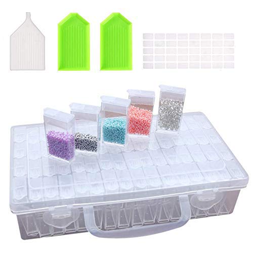 Jiahuade 64pcs Diamant Sortierbox,Diamond Painting Zubehör Boxen,Diamant Malerei Aufbewahrungsbox,Diamond Painting Werkzeug,Diamond Painting Box Groß,Diamant Stickerei Box,Diamant Malerei Zubehör von Jiahuade