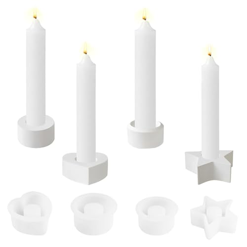 Silikonform Kerzenhalter,Gießform Kerzenhalter,4Pcs Silikonform Weihnachten,Kerzen Formen Stern,Silikonform Kerzenhalter (A) von Jiahuade