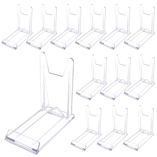 Jiakalamo 12 Stück Bilder-Display-Ständer, Tischkartenhalter, Kartenständer, Transparent Verstellbarer Winkel, Foto-Staffelei,Dekorative Platte, Bücher(11,5x6x11cm) von Jiakalamo