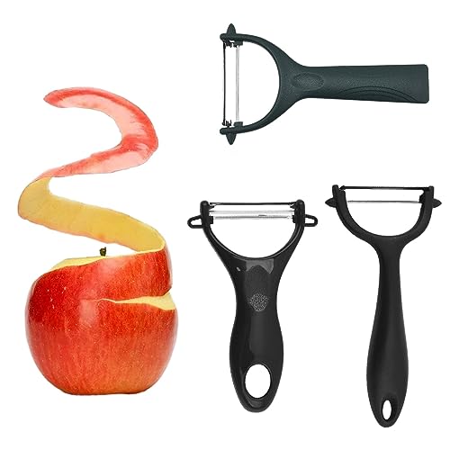 Jiakalamo Universalschäler Set, 3 Stück Sparschäler, Zweischneidige Schäler, Edelstahl Kartoffelschäler, Küchenutensilien für vielseitige Kochbedürfnisse, Schäler für Obst Gemüse(Dunkelgrün, Schwarz) von Jiakalamo