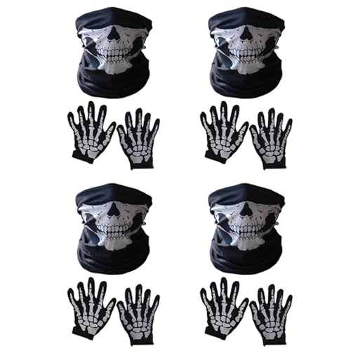 Jialouboo Halloween Maske Scary Skull Chin Maske Skeleton Ghost Hand Schuhe für Performances, Partys, Dress Up, Festivals (12 Stück) von Jialouboo