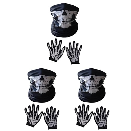 Jialouboo Halloween Maske Scary Skull Chin Maske Skeleton Ghost Hand Schuhe für Performances, Partys, Dress Up, Festivals (9 Stück) von Jialouboo