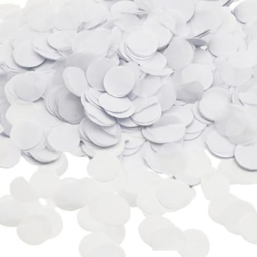 6000 Stück 2,5 cm weißes, elfenbeinfarbenes rundes Papierkonfetti, Hochzeitskonfetti, biologisch abbaubar, Kreise, Konfetti, Tischdekorationen für Luftballons, Hochzeit, Geburtstag, Party, von Jiamaohua