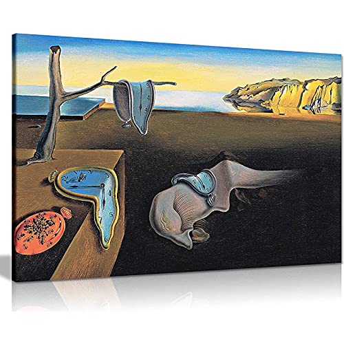 Drucken Salvador Dali Die Beständigkeit der Erinnerung Uhren Surreales Ölgemälde Leinwand Poster Wandkunst Bild Für Wohnzimmer 60x100cm (24x39in) Mit Rahmen von Jianghu Art