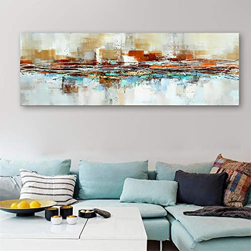 Jianghu Art Poster Und Drucke Wandkunst Leinwand Malerei Wohnkultur, Moderne Abstrakte Goldene Gelbe Poster Bilder Für Wohnzimmer 60x180cm (24x71in) Mit Rahmen von Jianghu Art