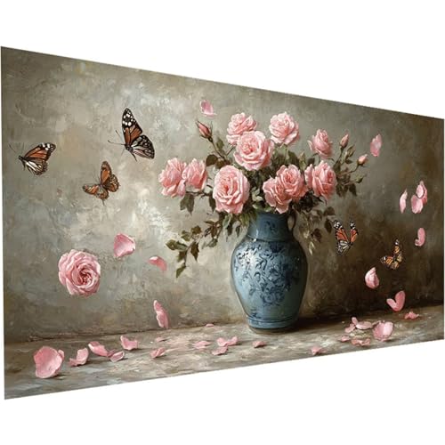 Diamond Painting Erwachsene Rosa Diamond Painting XXL 100x200cm Full Drill DIY Rose Diamant Painting Bilder Perlen Bilder Malerei Mosaikherstellung, für Home Office Wand Dekor Geschenke Mädchen K-154 von Jiaxaong