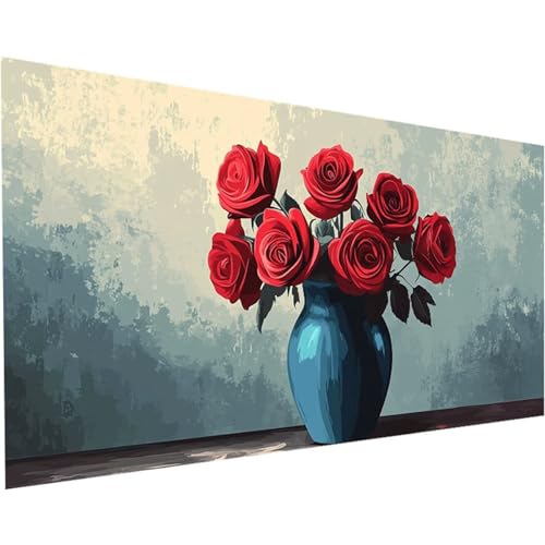 Diamond Painting Erwachsene Rose Diamond Painting XXL 100x200cm Full Drill DIY Rot Diamant Painting Bilder Perlen Bilder Malerei Mosaikherstellung, für Home Office Wand Dekor Geschenke Mädchen K-155 von Jiaxaong