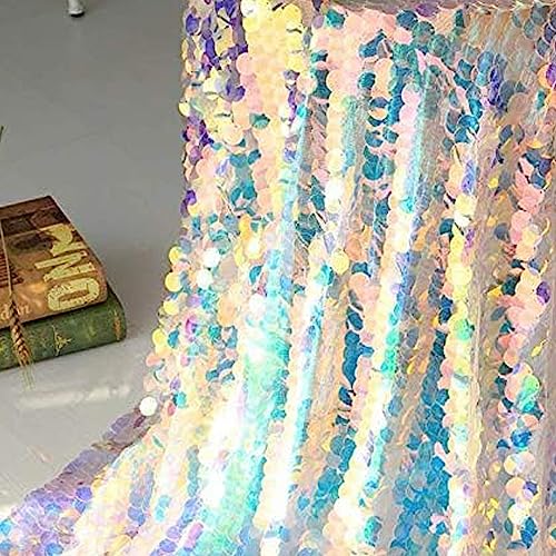 Jiaxingo Irisierende Pailletten Party Tischdecke Glitter Stoff Party Kulissen Für Hochzeit Weihnachten Baby Shower Mermaid DIY Decor (90 * 130cm) von Jiaxingo