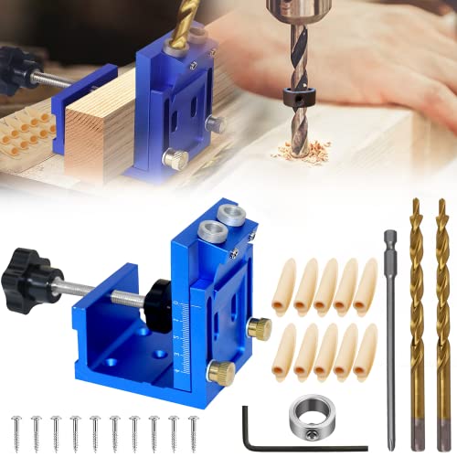 6 Stück Pocket Hole Jig Set, Schrägbohrhilfe,9mm Bohren und 150 mm Elektrische Charge, Einstellbar Taschenloch Bohrschablone, für Holzbearbeitung und Möbelherstellung Dübellehre von JidRMC