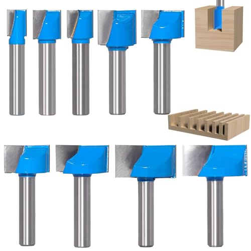 9 Stück Schaft Bodenreinigung Reinigung Fräser Set, Fräser für Oberfräse 8mm Schaft, Oberfläche Schaftfräser für Holz, Holzbearbeitung(10mm,13mm,16mm,18mm,20mm,22mm,25mm,30mm,32mm) (9) von JidRMC