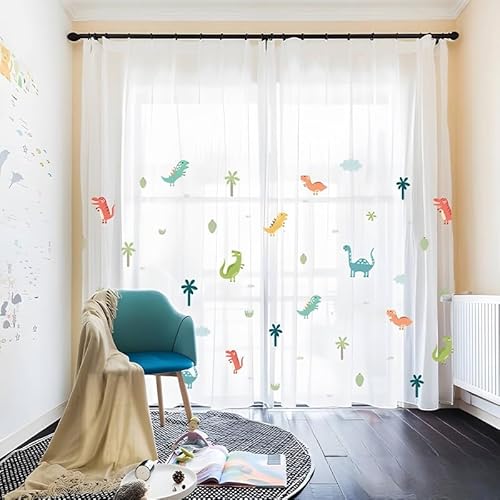 JieRong Fabric Durchscheinende Voile Gardinen mit Druck - 2 Stück Cartoon Schlafzimmer Vorhänge für Kinderzimmer - für Jungen und Mädchen Zimmer, Wohnkultur (150 x 180 cm, G) von JieRong Fabric