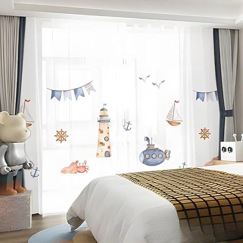 JieRong Fabric Durchsichtige Voile-Vorhänge – 2 Stück Cartoon-Schlafzimmer-Vorhänge für Kinderzimmer – für Jungen- und Mädchenzimmer, Heimdekoration (150 x 180 cm, B) von JieRong Fabric