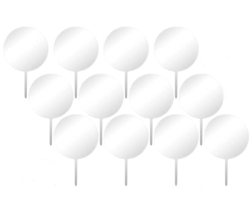 Acryl Kuchen Topper,12 PCS Rund Torten Topper Runde Klar Cupcake Toppers Blanko Cake Topper für Geburtstag Party Hochzeit Baby Dusche Dekor 4 Zoll von Jieddey