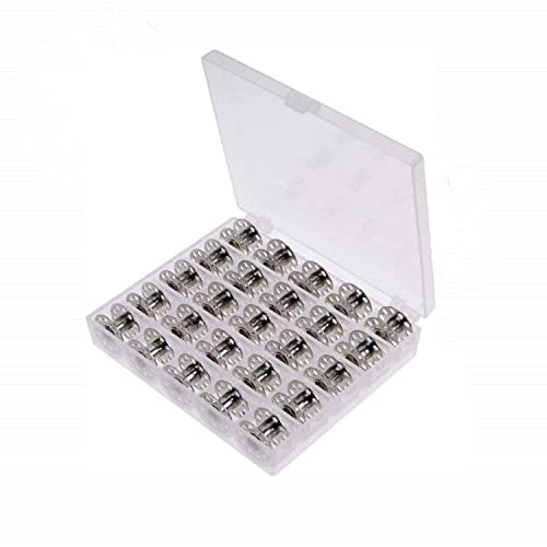 Jieddey Spulen für Nähmaschine,25 PCS Nähmaschinenspule Metall Garnspule mit Aufbewahrungsbehälter Edelstahlspule für Bro-Ther/Singer/Baby-Lock-Nähmaschine von Jieddey