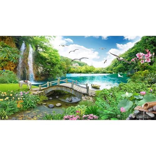 5D Diamond Painting Erwachsene Panoramabrücke Großes XXL 100x210cm Diamant Painting Bilder Natur Diamond Art Erwachsene Full DIY Vierkant Diamant Malerei Stickerei Kreuzstich Bilder Home Wand Dekor von Jiian